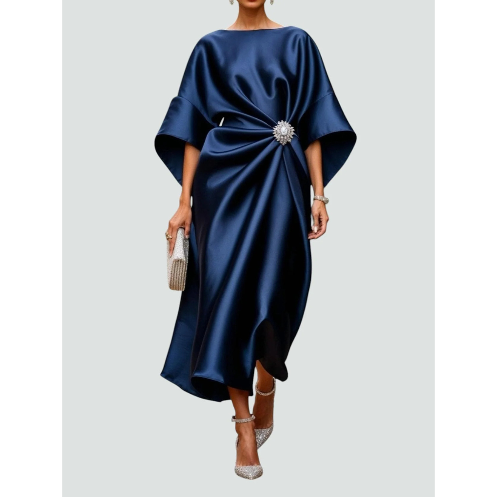 AURÉLIA – Satin Evening Dress with Brooch