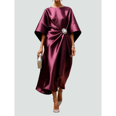 AURÉLIA – Satin Evening Dress with Brooch
