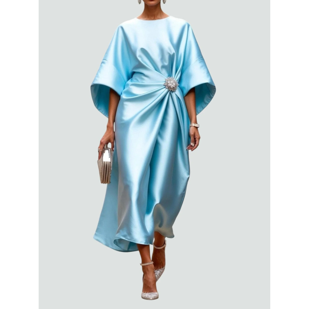 AURÉLIA – Satin Evening Dress with Brooch