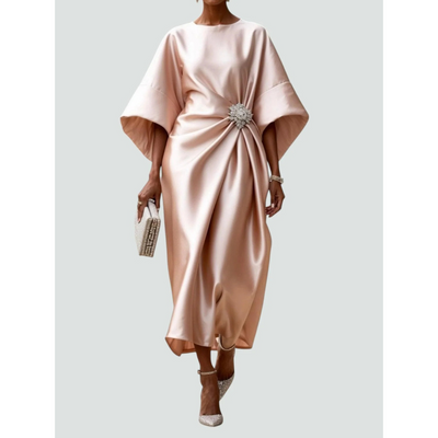 AURÉLIA – Satin Evening Dress with Brooch