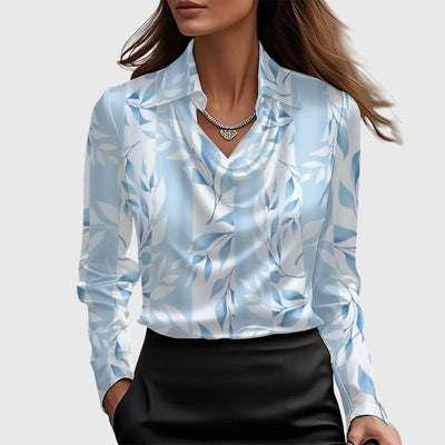 TERESA – Satin Blouse with Pleated Neckline